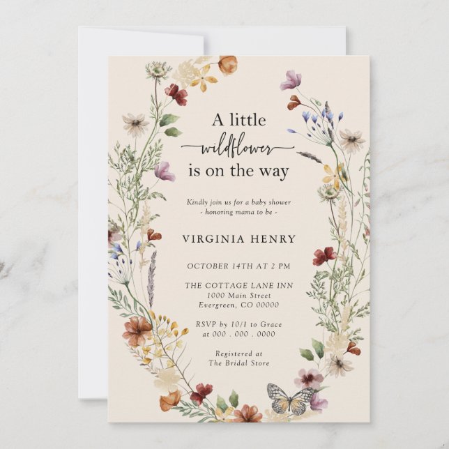 Invitación Wildflower Boho Baby Shower (Anverso)