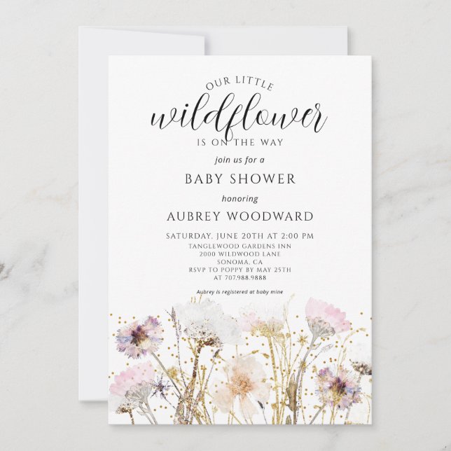 Invitación Wildflower Boho Baby Shower (Anverso)