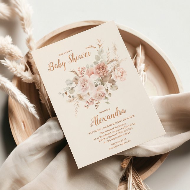 Invitación Wildflower Boho Baby Shower (Subido por el creador)