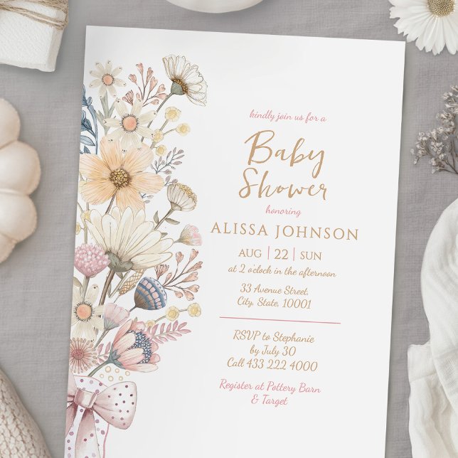 Invitación Wildflower Boho Baby Shower (Subido por el creador)