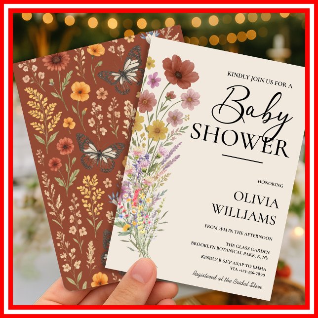 Invitación Wildflower Boho Baby Shower (Subido por el creador)