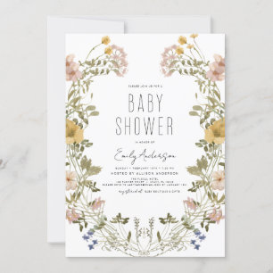 Invitación Wildflower Boho Baby Shower Elegant Invitat Modern
