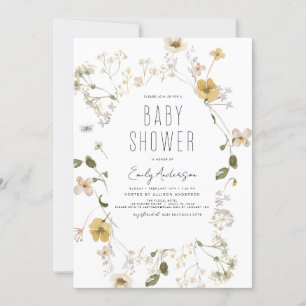 Invitación Wildflower Boho Baby Shower Elegant Modern