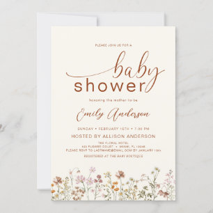 Invitación Wildflower Boho Baby Shower Elegant Modern