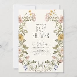 Invitación Wildflower Boho Baby Shower Elegant Modern