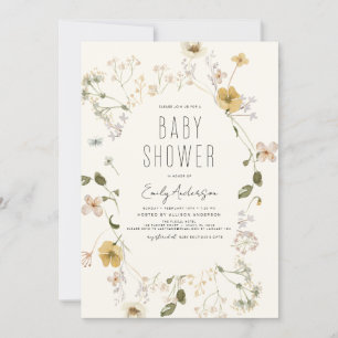 Invitación Wildflower Boho Baby Shower Elegant Modern