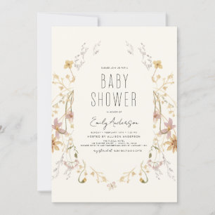 Invitación Wildflower Boho Baby Shower Elegant Modern