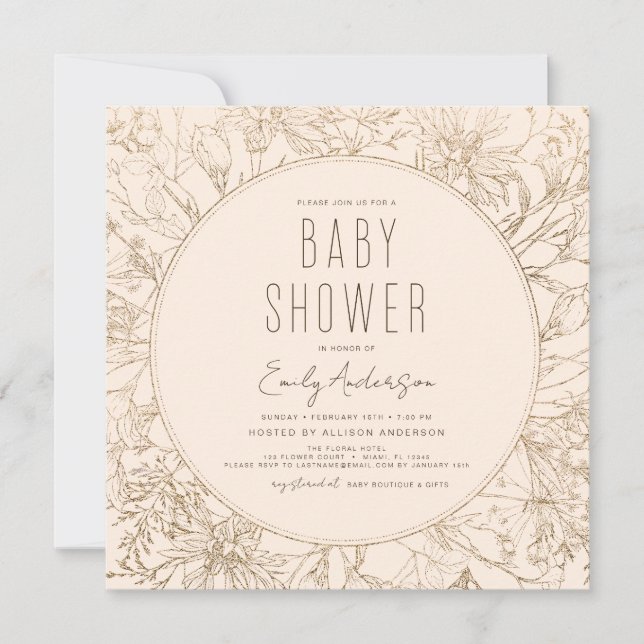 Invitación Wildflower Boho Baby Shower Terracotta Modern (Anverso)