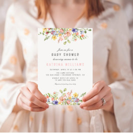 Invitación Wildflower Boho Field Género Neutral Baby Shower