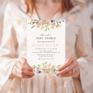 Invitación Wildflower Boho Field Género Neutral Baby Shower