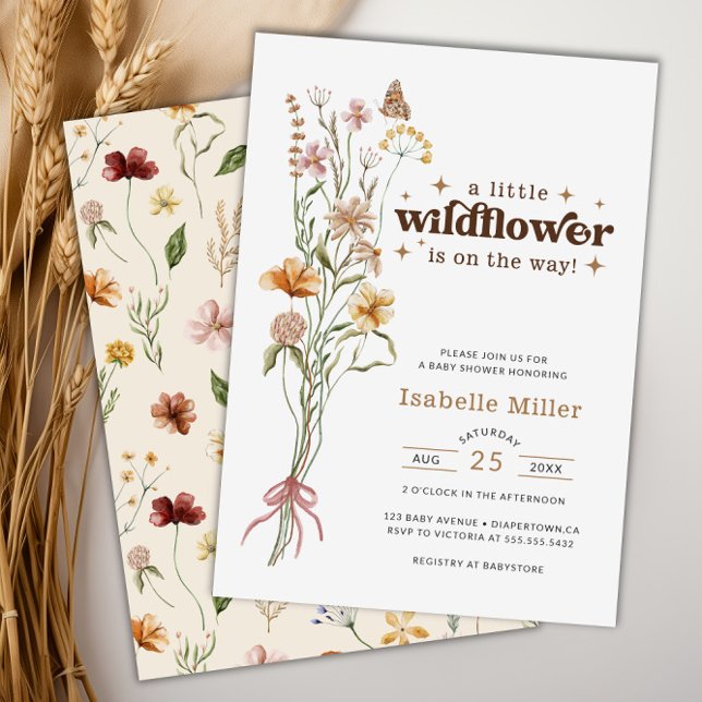 Invitación Wildflower Boho Floral Baby Shower (Wildflower Boho Floral Baby Shower Invitation)