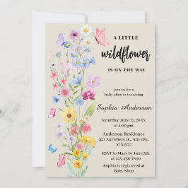 Invitación Wildflower Boho Floral Neutral Baby Shower