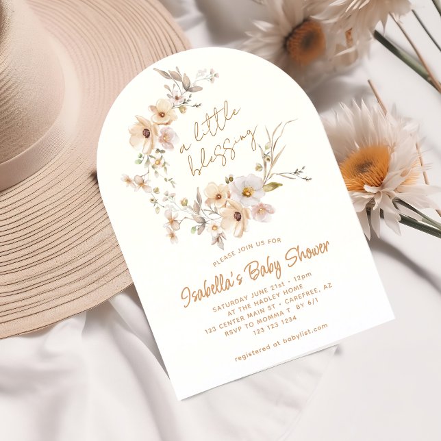 Invitación Wildflower Boho Little Blessing Baby Shower (Subido por el creador)