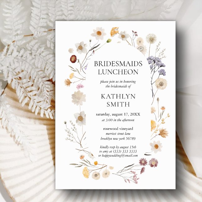 Invitación Wildflower Boho Modern Floral Bridesmaids Luncheon (Subido por el creador)