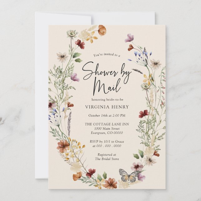 Invitación Wildflower Boho Por Mail Bridal (Anverso)