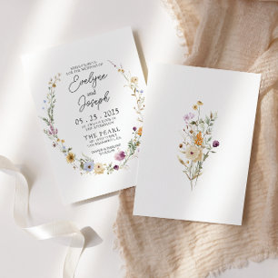 Invitación Wildflower Boho Whimsical Floral Wreath Boda