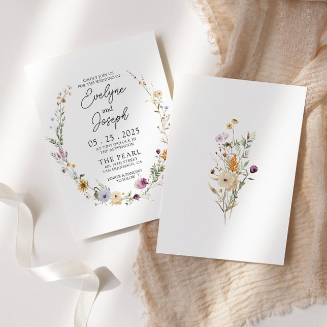 Invitación Wildflower Boho Whimsical Floral Wreath Boda (Subido por el creador)