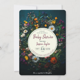 Invitación Wildflower Boho Wreath Circle Baby Shower