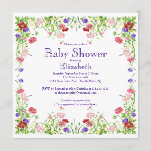 Invitación Wildflower bonito Baby Shower floral de la