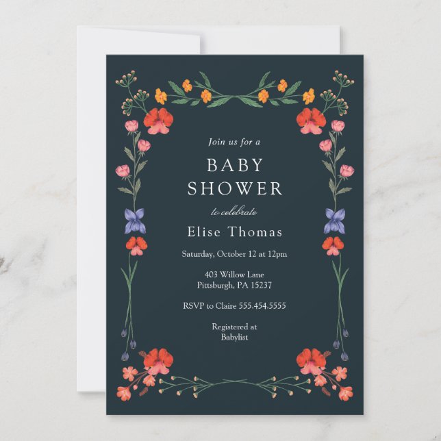 Invitación Wildflower Botanic Garden Baby Shower (Anverso)