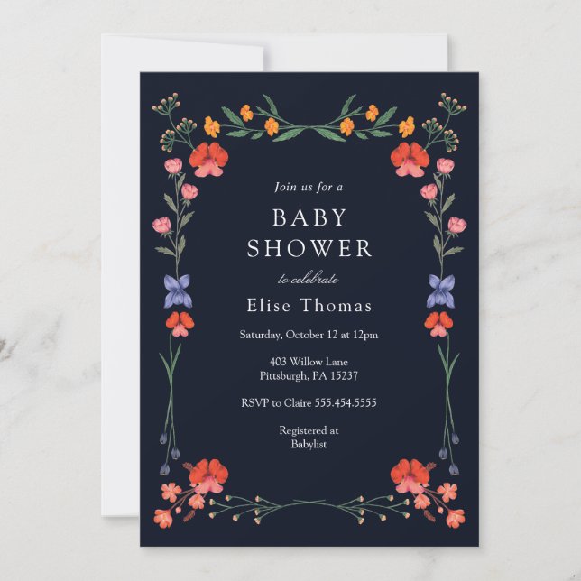Invitación Wildflower Botanic Garden Baby Shower (Anverso)