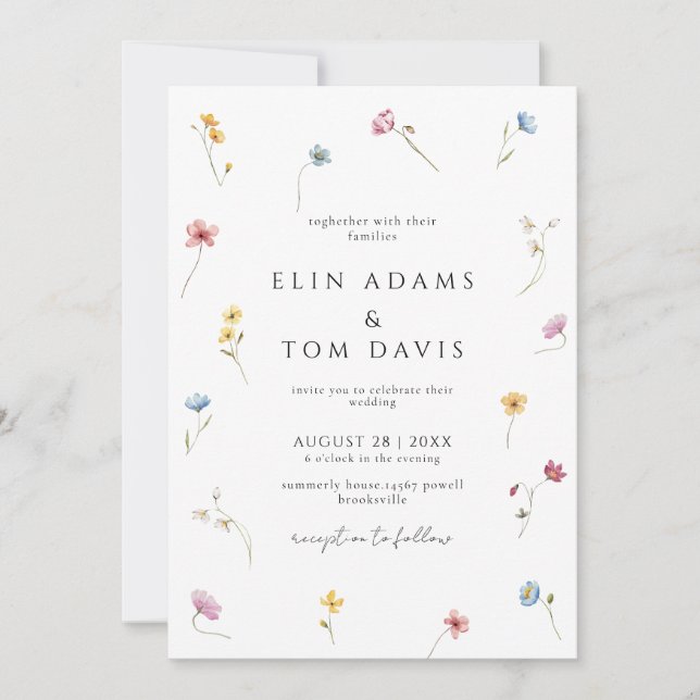Invitación Wildflower Botanical Floral Wedding Invitation (Anverso)