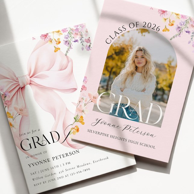Invitación Wildflower & Bow Graduation Invitation (Subido por el creador)
