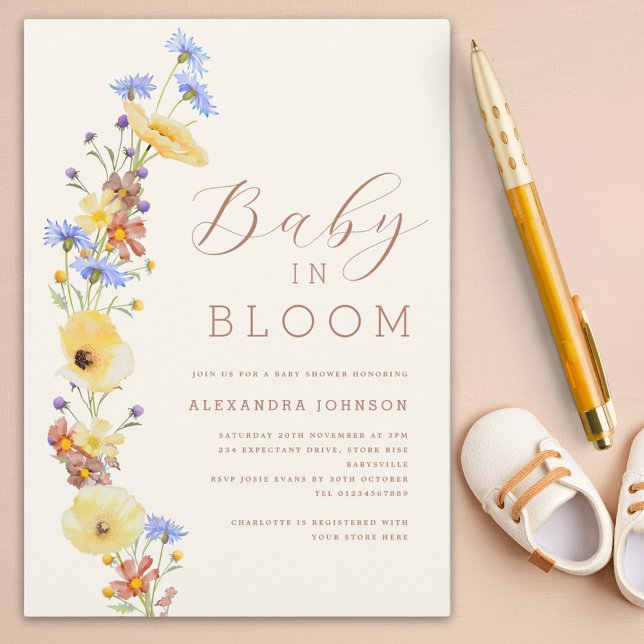 Invitación Wildflower Boy Baby Shower (Wildflower Baby in bloom boy baby shower)