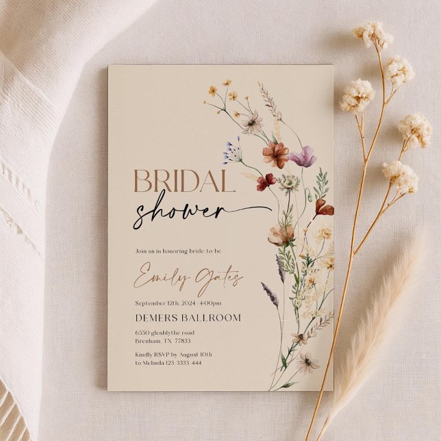 Invitación Wildflower Bridal Shower Invitation, Floral Boho  (Subido por el creador)