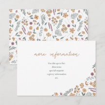 wildflower bridal shower invite insert - orange