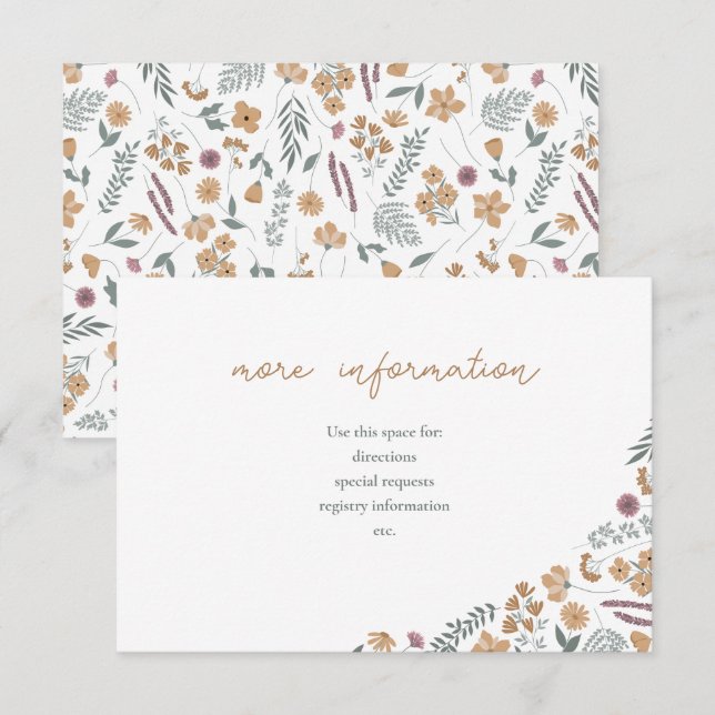 Invitación wildflower bridal shower invite insert - orange (Anverso / Reverso)