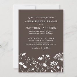 Invitación Wildflower Brown Wedding