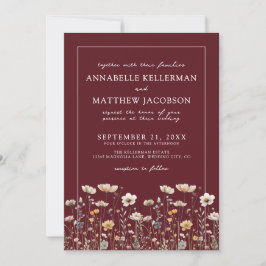 Invitación Wildflower Burgundy Floral Wedding