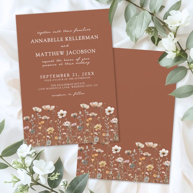 Invitación Wildflower Burnt Orange Floral Wedding (Wildflower Burnt Orange Floral Wedding Invitation)