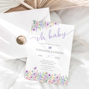 Invitación Wildflower Butterfly Garden Lavender Baby Shower