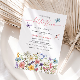 Invitación Wildflower Butterfly Garden Twin Baby Shower