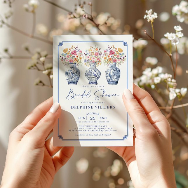 Invitación Wildflower Chinoiserie Ginger Jars Bridal Shower (Subido por el creador)