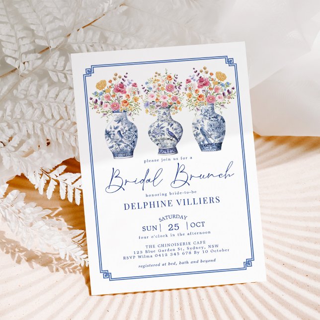 Invitación Wildflower Chinoiserie Porcelain Bridal Brunch (Subido por el creador)