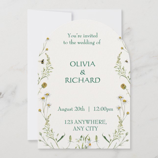 Invitación Wildflower classic floral Minimalist Invitations (Anverso)