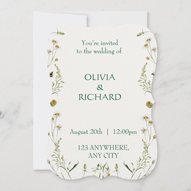 Invitación Wildflower classic floral Minimalist Invitations (Anverso)