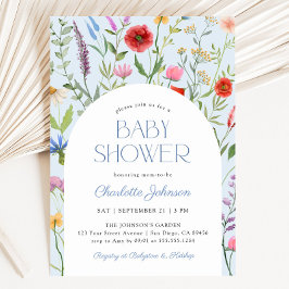 Invitación Wildflower Dusty Blue Boy Baby Shower