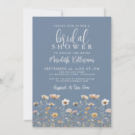 Invitación Wildflower Dusty Blue Bridal Shower