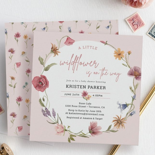 Invitación Wildflower Está En Camino De Baby Shower Primavera (Subido por el creador)