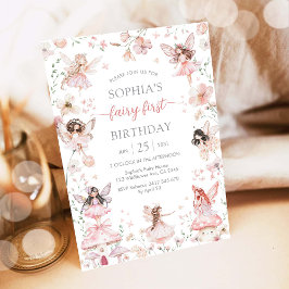 Invitación Wildflower Fairy First 1st Birthday Invitation