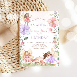Invitación Wildflower Fairy First 1st Birthday Invitation
