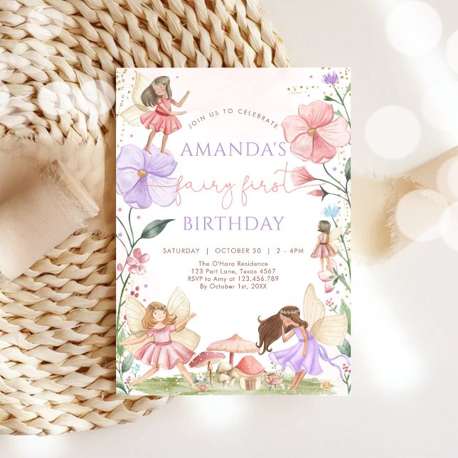 Invitación Wildflower Fairy First 1st Birthday Invitation (Subido por el creador)