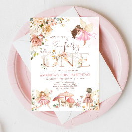 Invitación Wildflower Fairy One Girl 1st Birthday Invitation