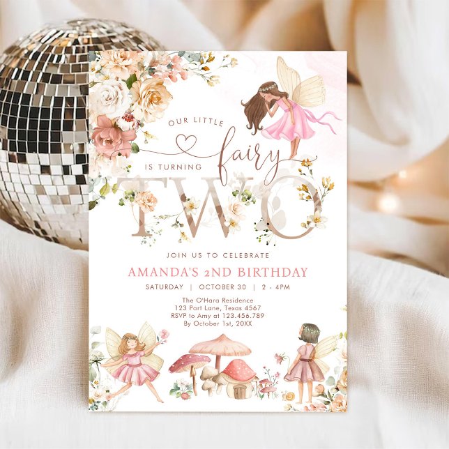 Invitación Wildflower Fairy Two Girl 2nd Birthday Invitation (Subido por el creador)