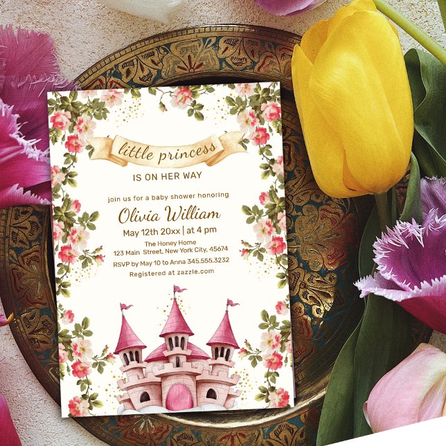 Invitación Wildflower Fairytale Princess Castle Baby Shower (Wildflower Fairytale Princess Castle Baby Shower Invitation)