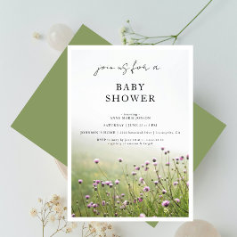 Invitación Wildflower Field Sage Green  Baby Shower
